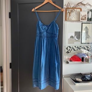 J Crew Blue Cotton/Linen Midi Dress